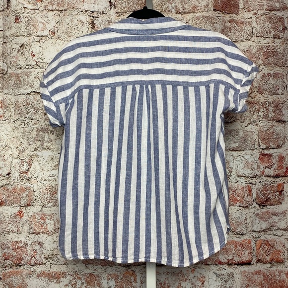 Beachlunchlounge Womenʻs Striped Linen Cotton Button Down Blouse XS - Picture 4 of 5